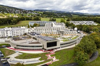 Le Genolier Innovation Hub a ouvert ses portes vendredi. KEYSTONE/JEAN-CHRISTOPHE BOTT